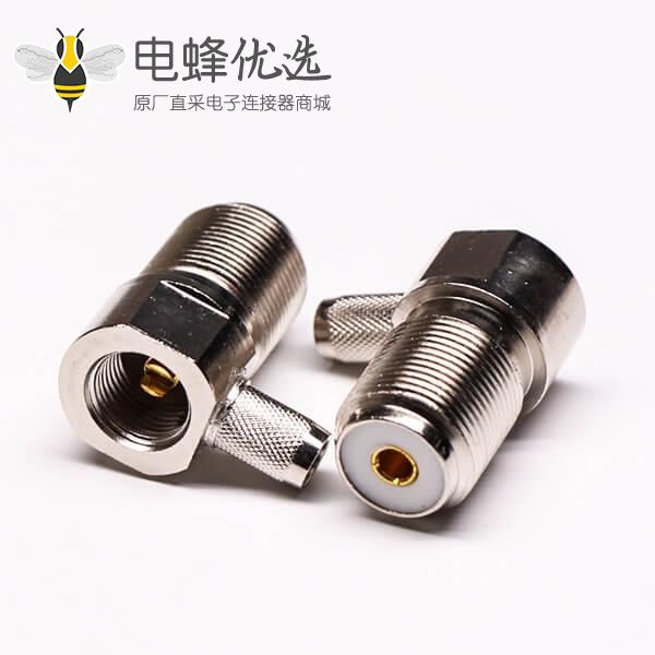 uhf 连接器前穿墙弯式压接母头接线