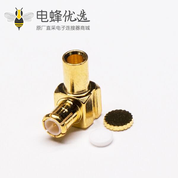 MCX弯公头90度镀金同轴电缆焊接式连接器
