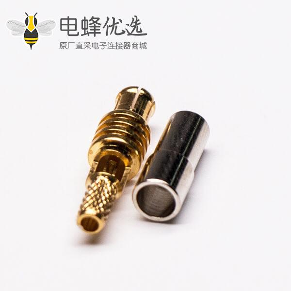 MCX连接器直式公头镀金开天窗压接式连接器