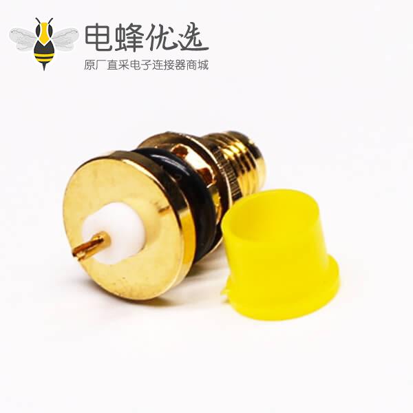 SMA防水连接器直式母头穿墙车针焊线带防尘盖