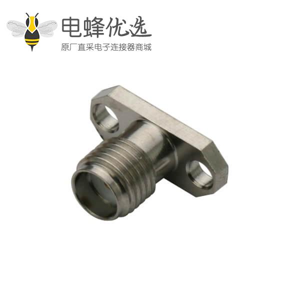 sma射频同轴连接器母头直式法兰盘2孔
