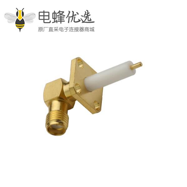 有线电视 接头镀金法兰盘4孔面板安装延长铁氟龙SMA连接器