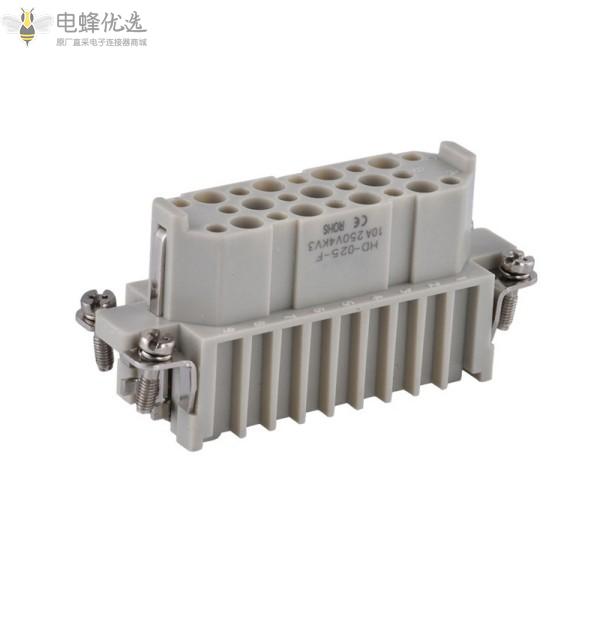 矩形重载连接器25针冷压型航空插头插座公芯母芯