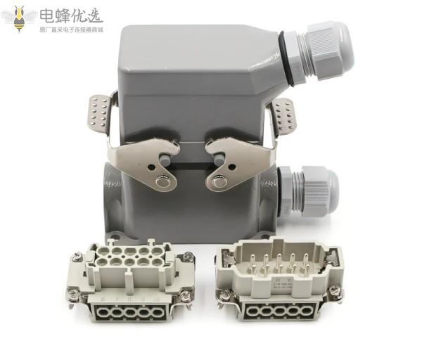 防水矩形接插件重载连接器10芯高频灰色工业航空插头插座