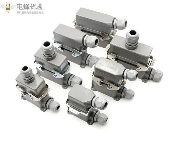 防水矩形接插件重载连接器10芯高频灰色工业航空插头插座