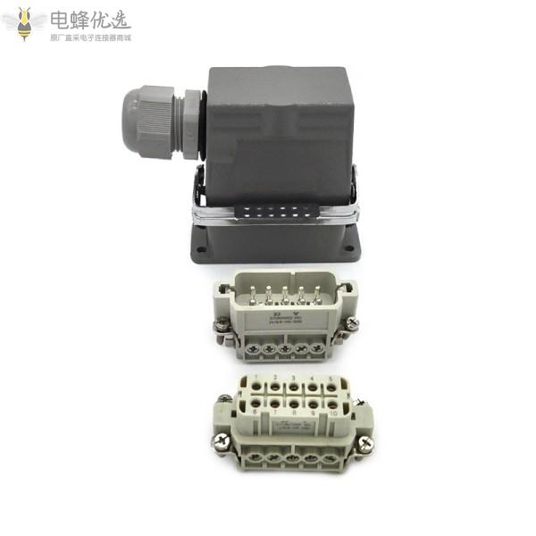 厂家直销10芯10A高频重载连接器矩形航空插头插座顶部或侧面出线