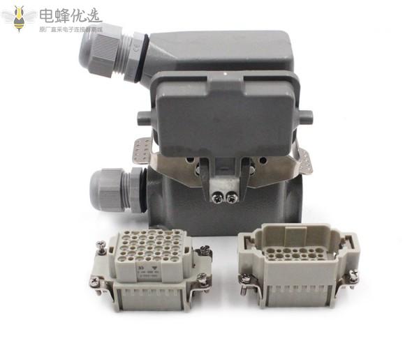 42芯高频矩形重载连接器工业防水火车机器人电航空气插头