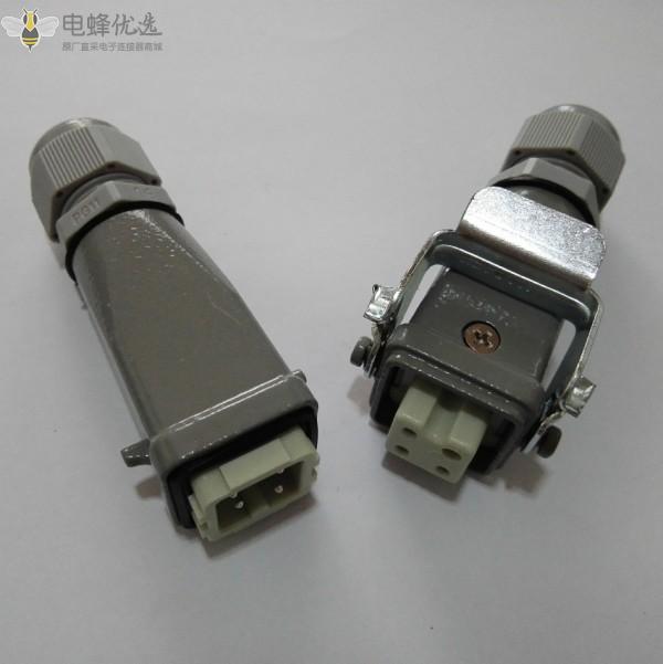 3芯重载连接器10A直式航空插头插座热流道模具