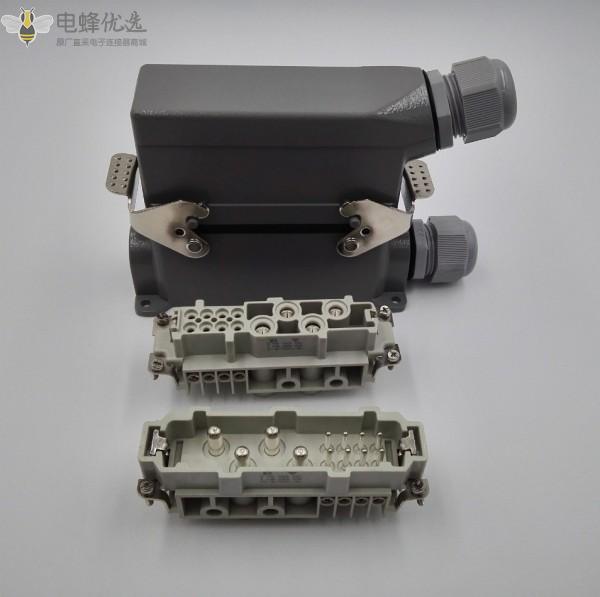 HDC4/8芯大电流重载连接器工业防水插头插座侧面出线