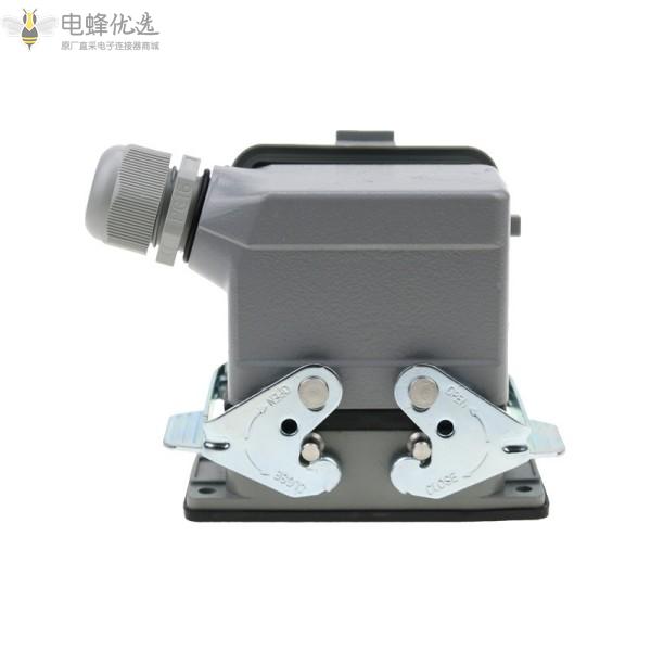 10芯底座带盖侧出顶出高底座带盖HE重载连接器矩形防水插头插座