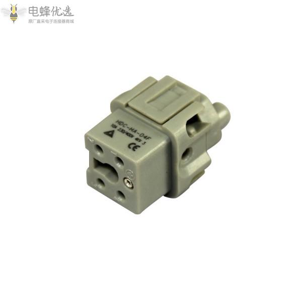 4芯重载连接器厂家批发10A镀银防水V0级阻燃工业机械设备连接器