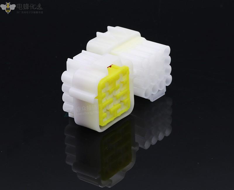 16孔汽车连接器现货供应防水防尘接插件白色矩形高精紫铜连接器