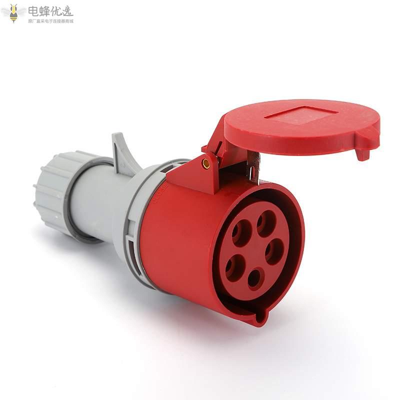 五孔5芯航空防水IP44防尘工业连接器16A工业插座250V