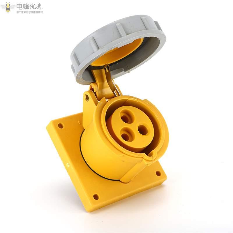 16A工业暗装插座供应黄色防水IP67工业250V连接器