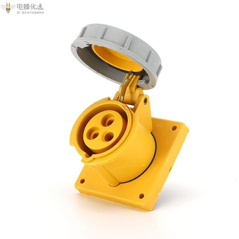 16A工业暗装插座供应黄色防水IP67工业250V连接器