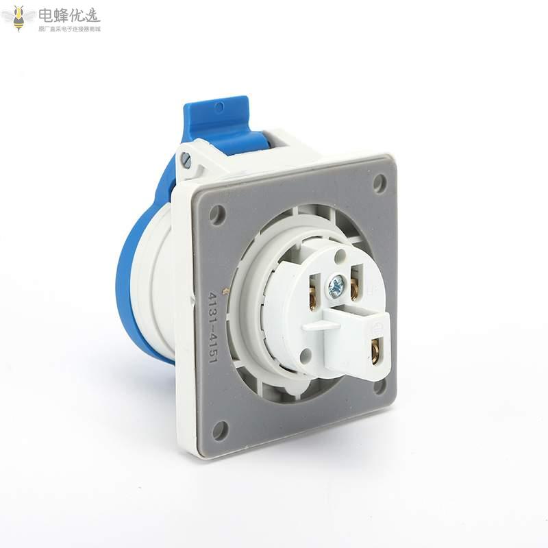 IP44工业连接器16A32A防水工业暗装直插座250V2P+E对接公母头