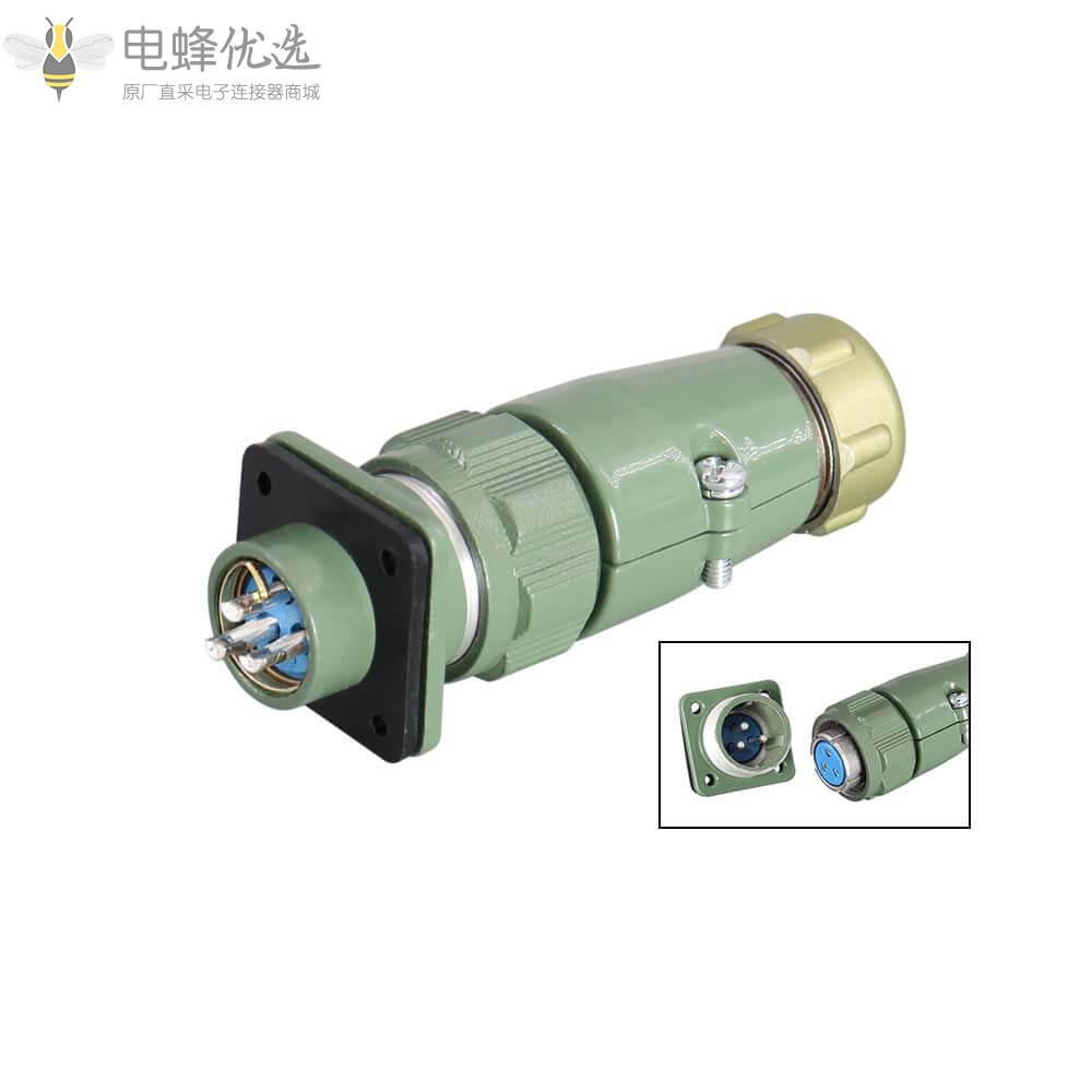 防水3芯YD20正装2P+PE直插式TP+Z航空连接器25A500V防水防腐蚀航空插头+插座套装