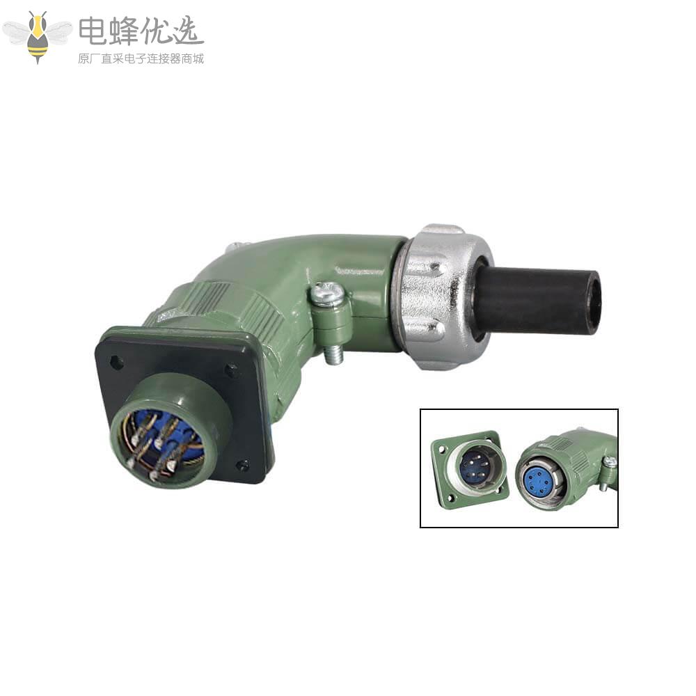 直插式YD20弯式5芯正装TS+Z航空连接器10A防水2P+PE正装弯头整套