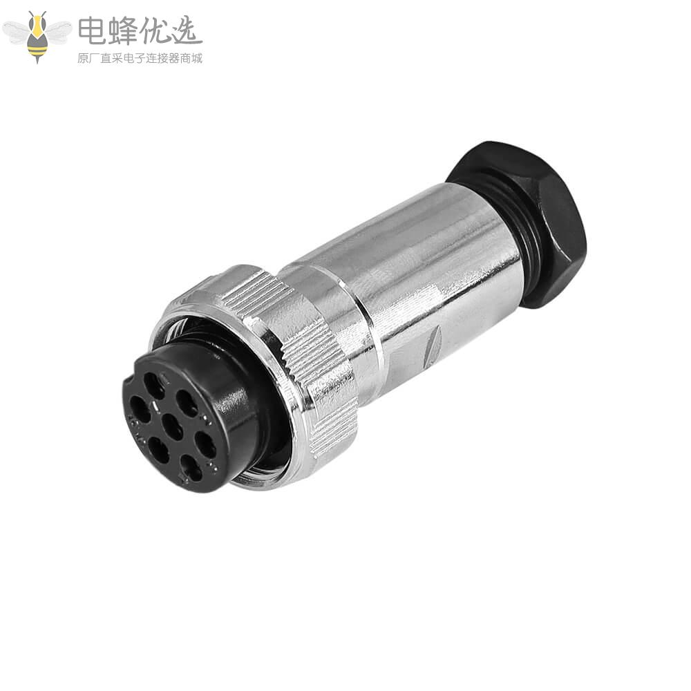 防水直式GX20-7芯航空连接器5A150V金属母头公座IP55