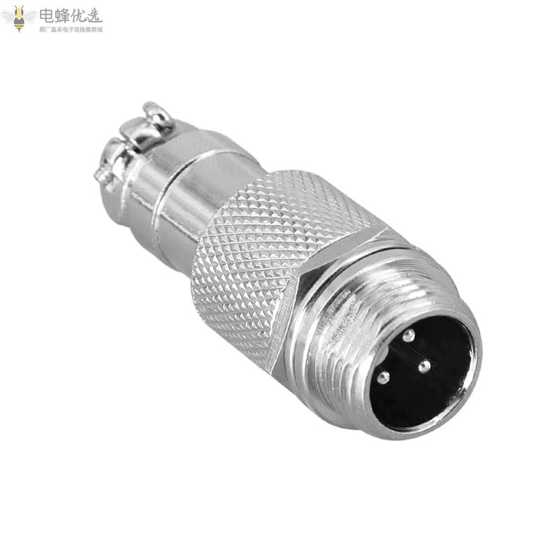 公母对接式GX12-3芯航空连接器5A125V焊线式圆形插头