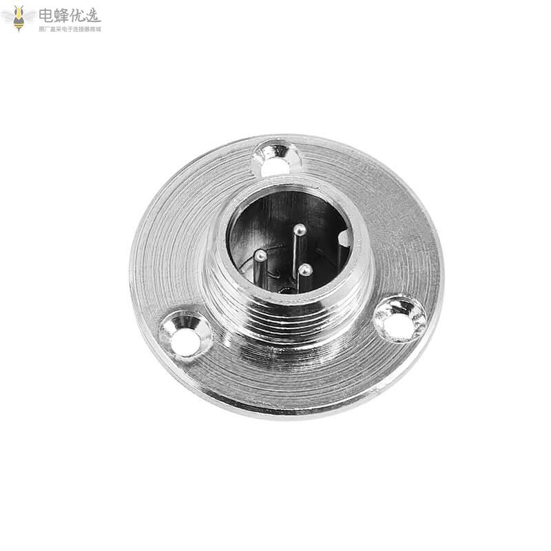 圆形3孔法兰GX12标准款3芯航空连接器3A125V公头
