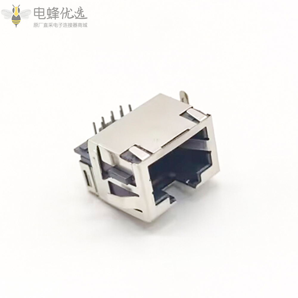 立式RJ45单口连接器母头PCB板插板式