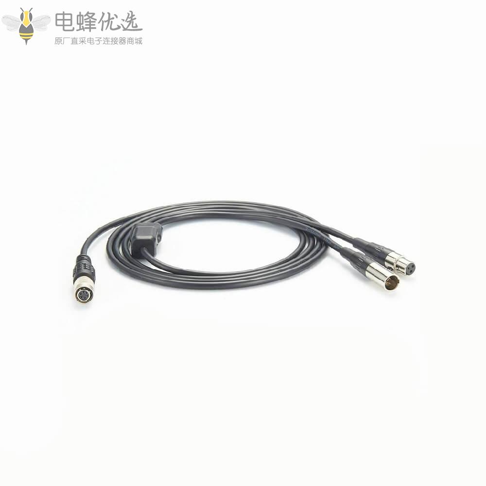 Mini_XLR_3针公母转6针母头广濑电源线1M相机线束厂家直供