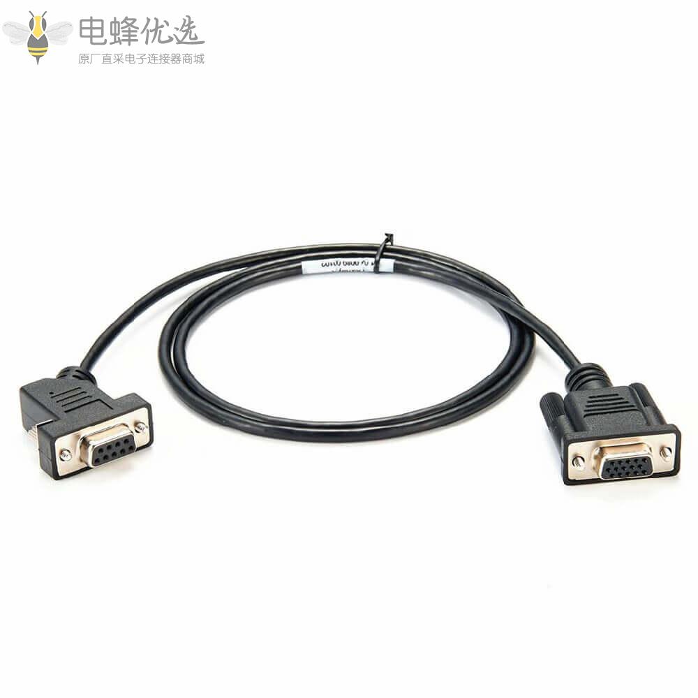 HD15母转D_SUB_9母带螺丝锁高柔性线材1m