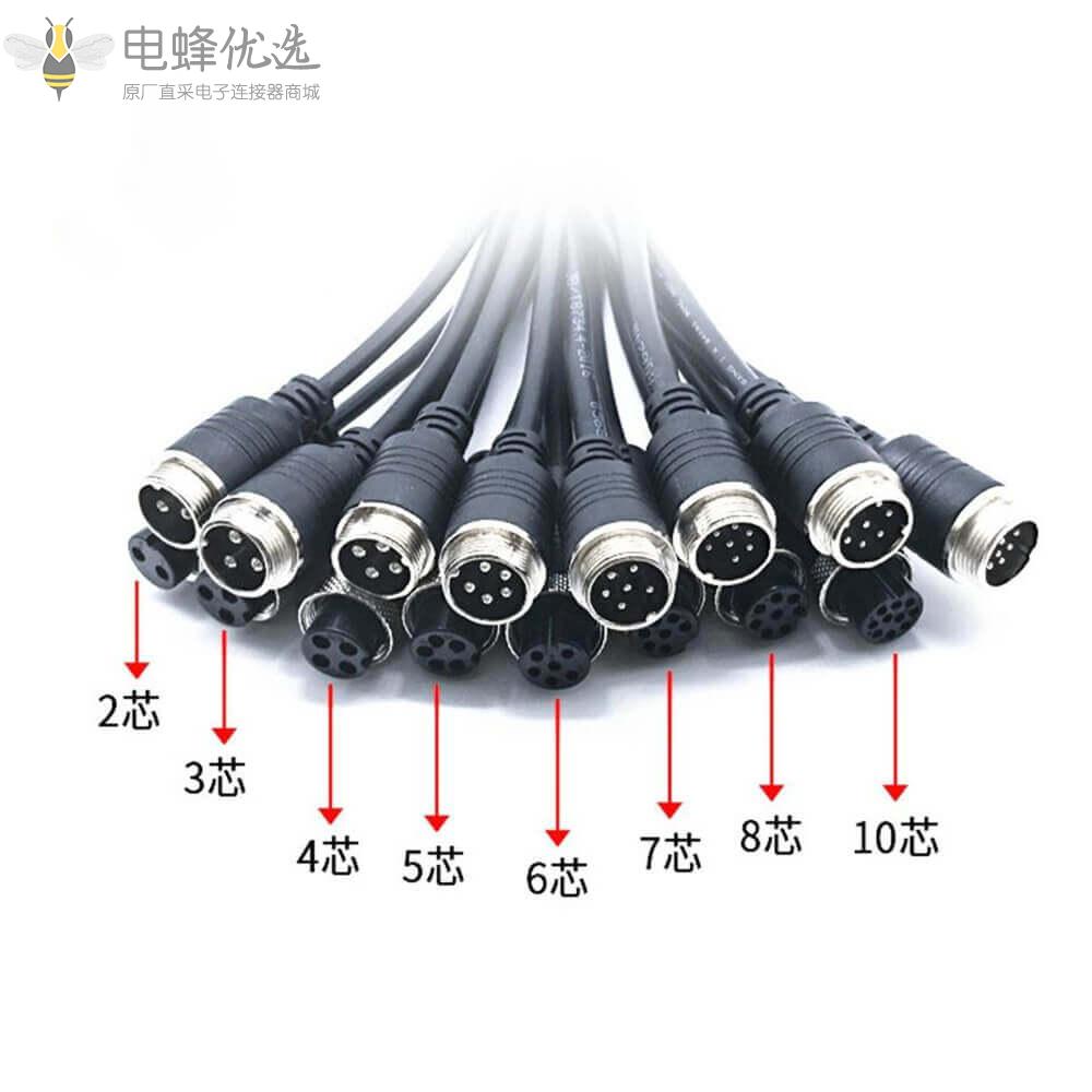 GX12航空母插头4芯转USB2.0_Type_A公头