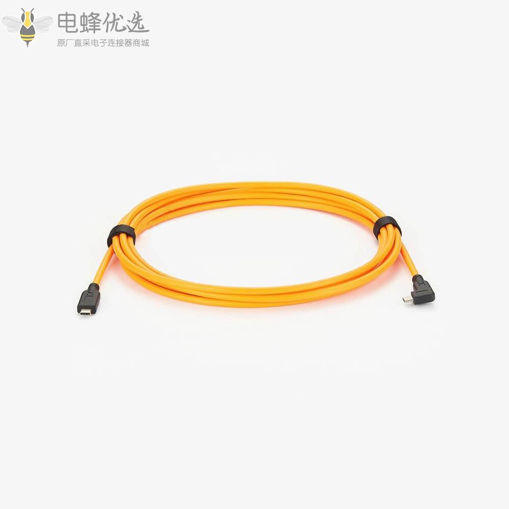 USB_Type-C公头转USB3.0Type_C公头弯式相机以太网接5m线材