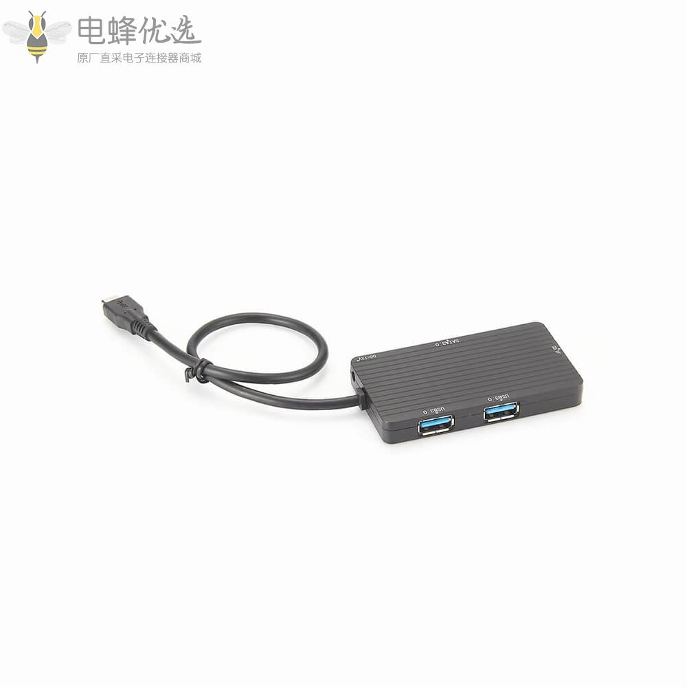 USB_3.1_Type_C公头转两个USB_3.0母头三合一转换器接0.1M线材