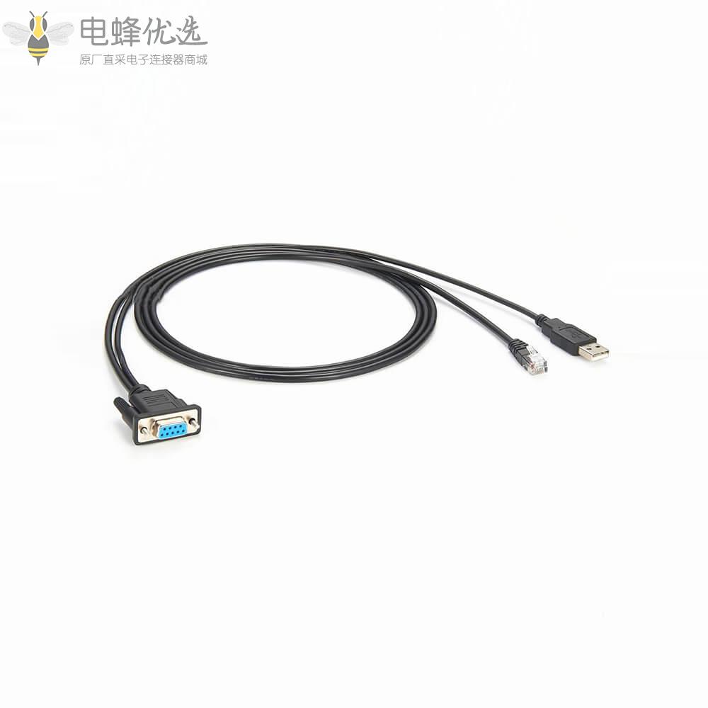 USB公头2.0_DB9母头RS232转RJ12_6P6C串口线缆