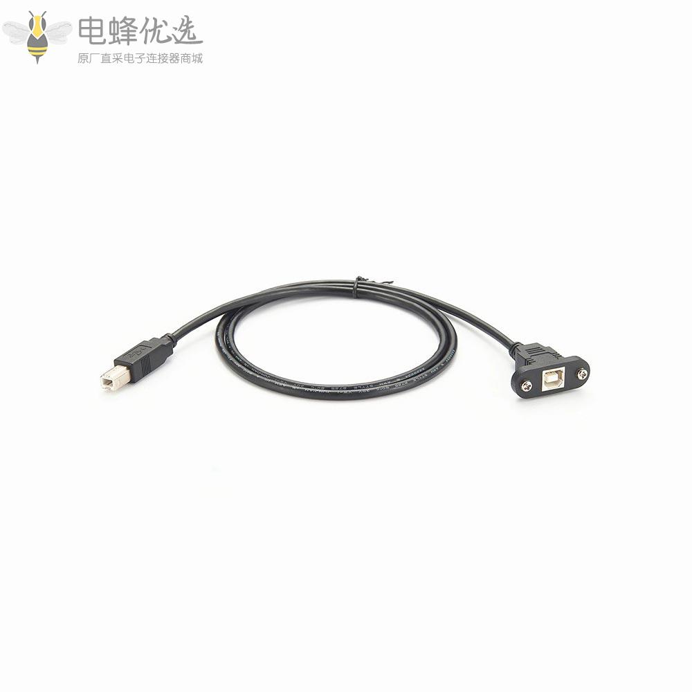 用于PC打印机适配器的面板安装USB线B公头转B型母头接30CM延长线