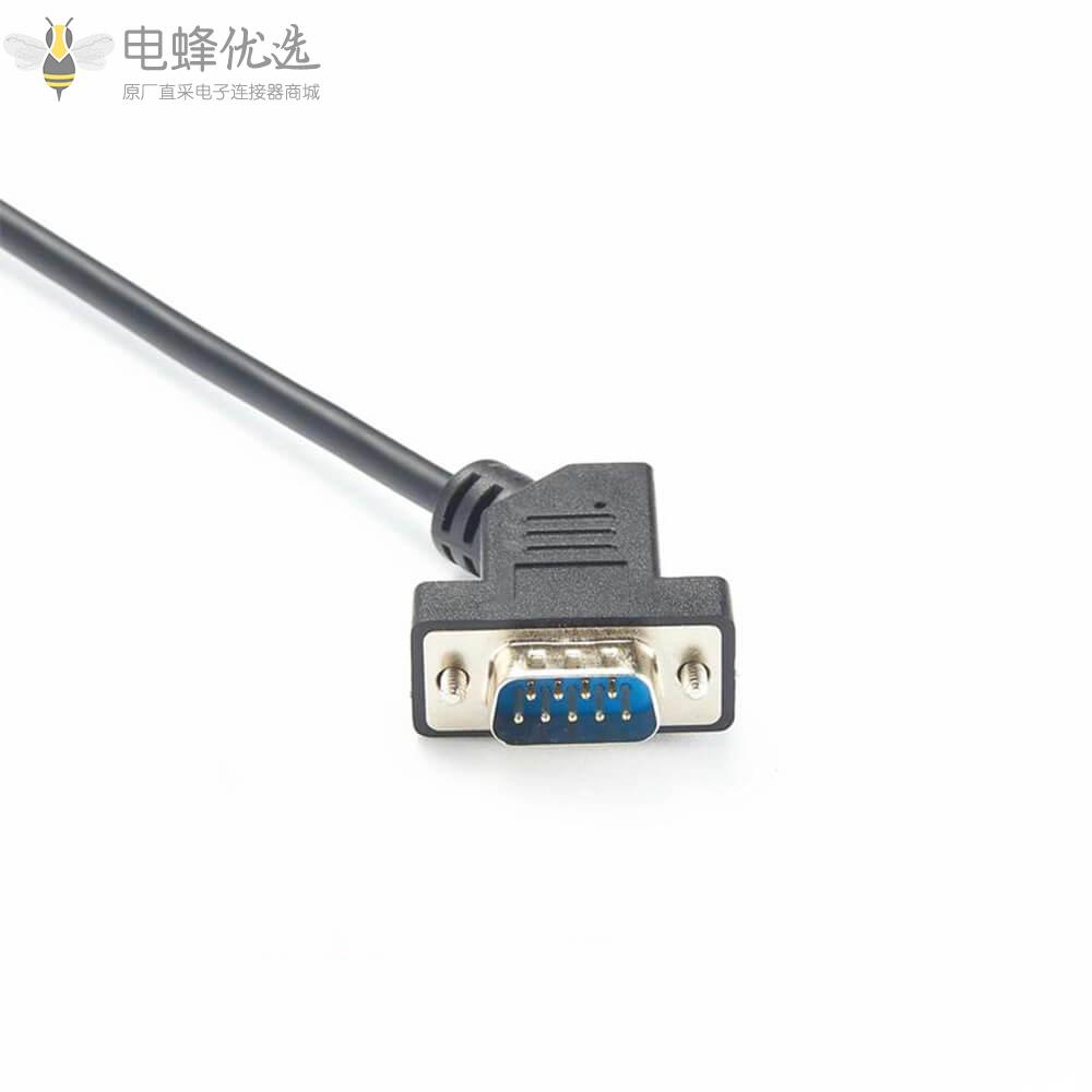 45&deg;弯式DB9公头转45&deg;弯式DB9母头接1m线材连接线