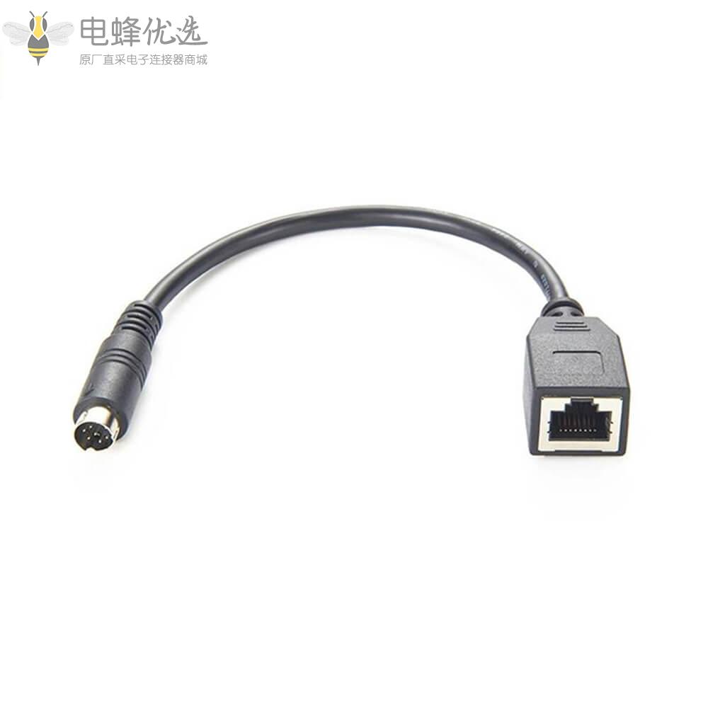 母头RJ45转8针Mini_DIN公头交换电缆