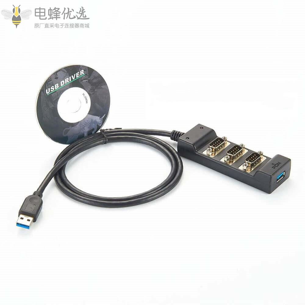 4端口USB到RS232串行适配器集线器串行卡和适配器线材1M