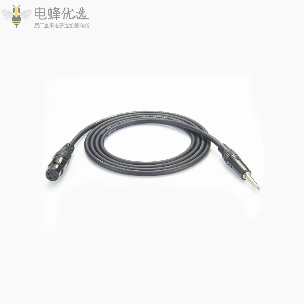 XLR母头转6.35mm麦克风线接1m连接线