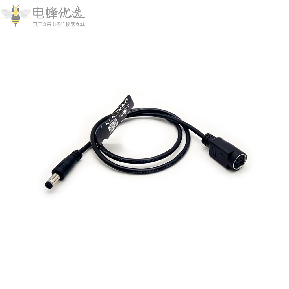 Tycon_Power_Systems_5700041电缆4针Din母头转Dc5.5mm公头插头0.5M