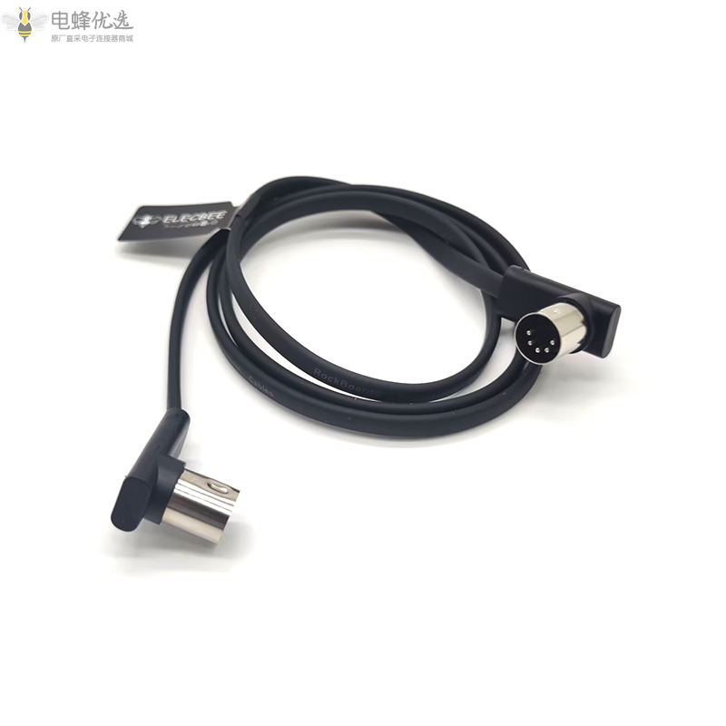 5针Din弯头公头对公头Midi接1M电缆