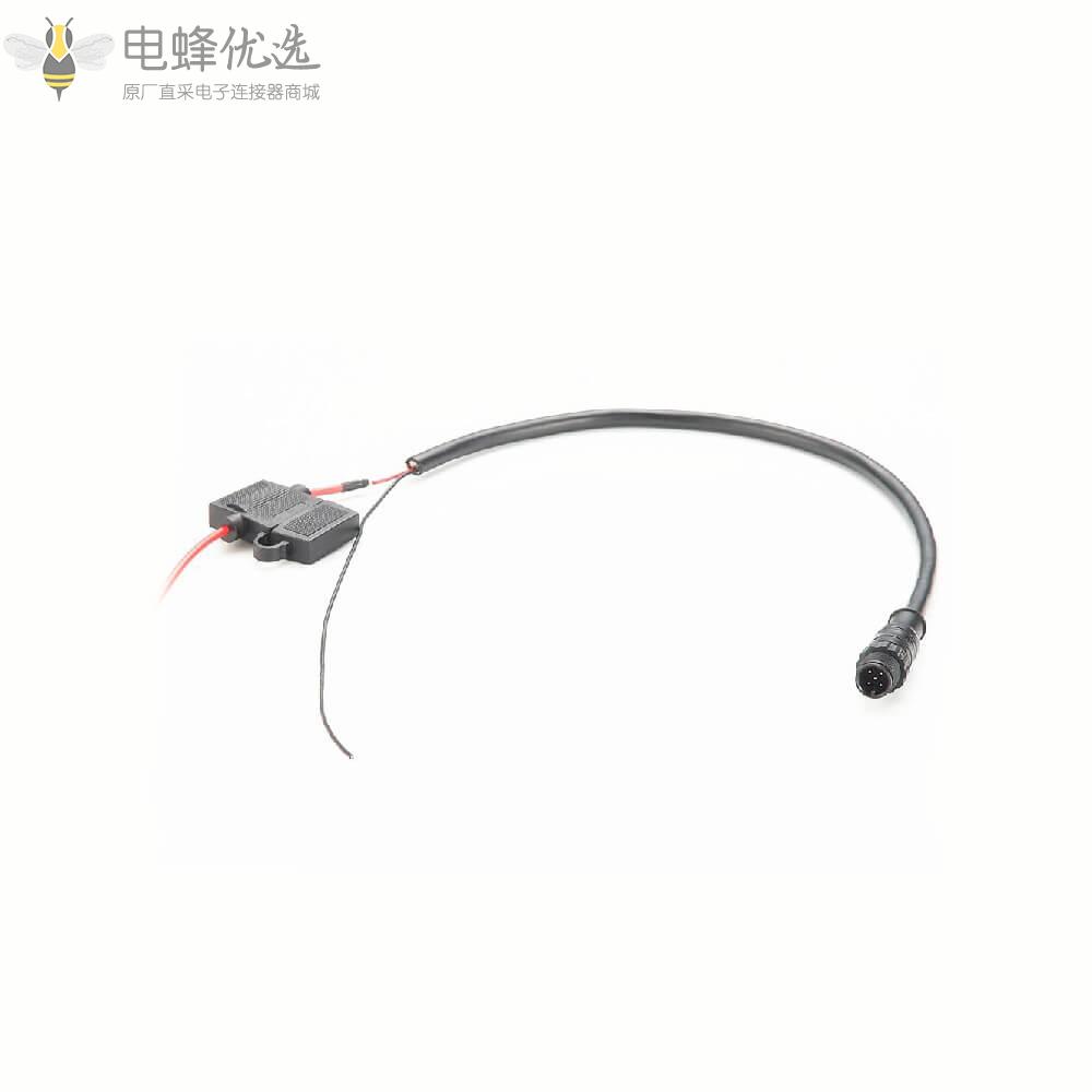 Nmea_2000_M12公头5芯带保险丝0.2m线材厂家