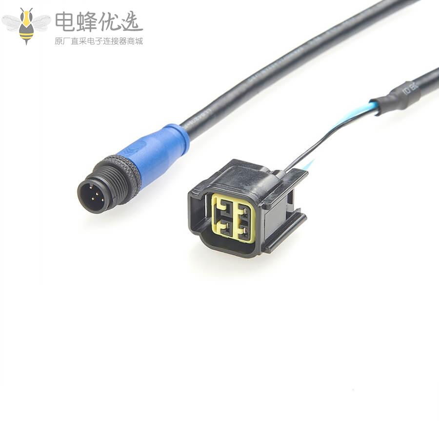 船用电缆NMEA_2000雅马哈4针母头转M12公头5芯发动机线材5米接口电缆带三通连接器