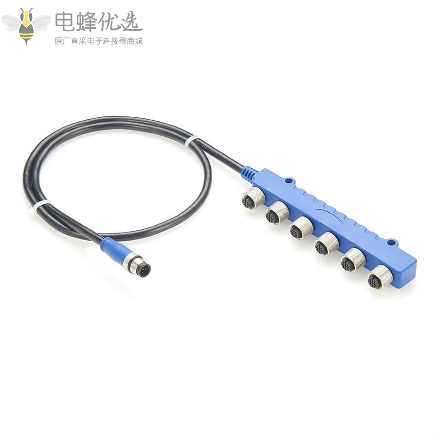6通船用NMEA_2000网络Drop电缆M12_6母头转1公头线材1米总线电缆防水游艇电源线接头