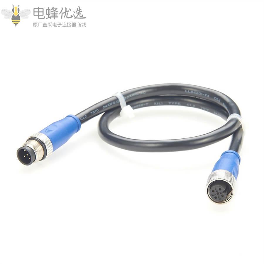 NMEA_2000船用网络延长线骨干下降电缆M12_5芯公头转5芯母头接1米线材