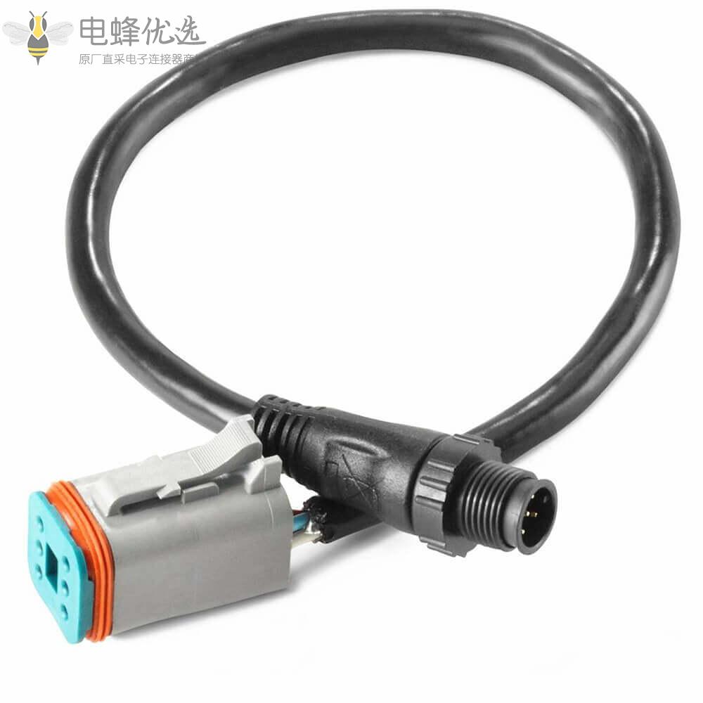 电蜂型Dt06_6S转M12公头5芯Nmea_2000船舶连接器可接线材