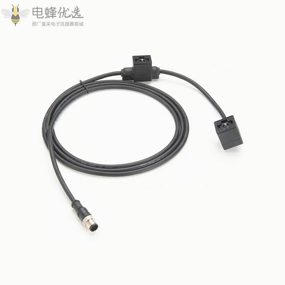 M12公头5芯转双DIN43650阀门连接器A型插头