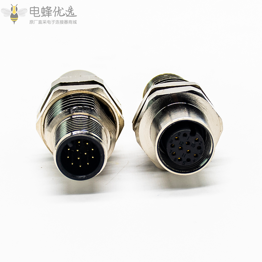 M12转接器I型转接头A编码345812芯公头转母头连接器插头防水