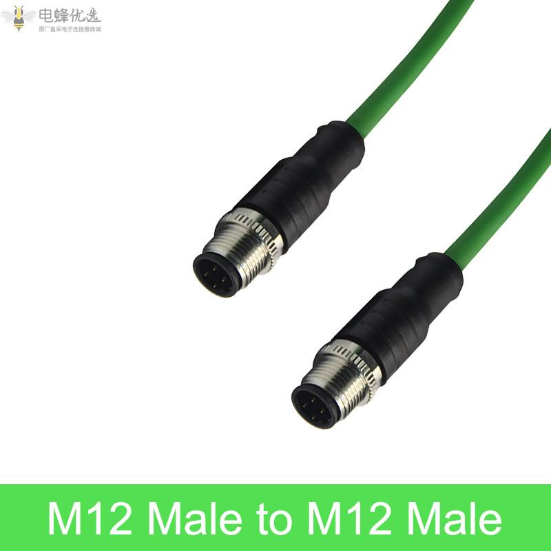 Profinet电缆适用于M12公头转RJ45公头M12母头转RJ45公头M12公头转M12公头千兆网络CAT5e_22至30Awg
