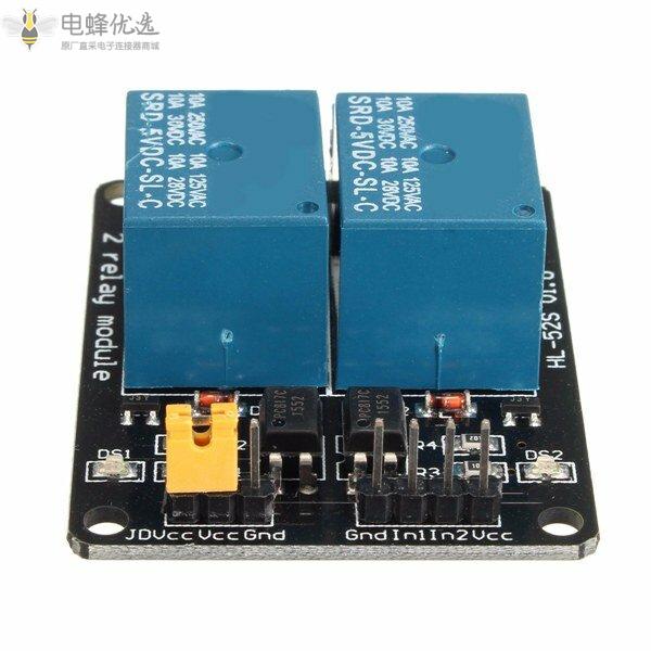 5V_2通道继电器模块控制板带光耦保护适用于Arduino