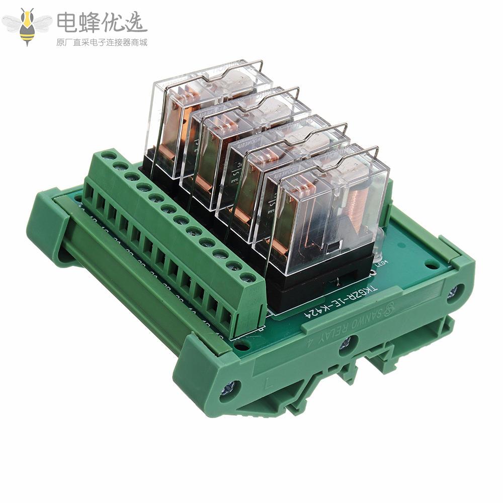 TKG2R_1E_K424_4通道继电器模块PLC放大板控制器带指示灯DC_24V