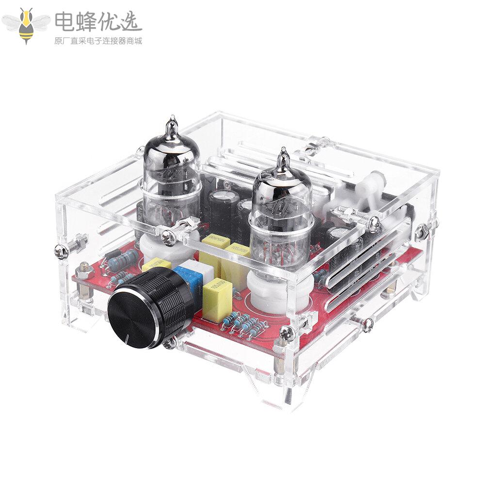 XH_A201_HiFi_6J1电子管前置放大器板甲类功放音频成品板前置放大器带水晶壳